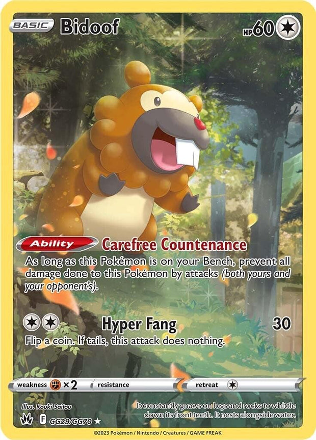 Bidoof 029/159 Holo Rare – Crown Zenith Pokémon Single