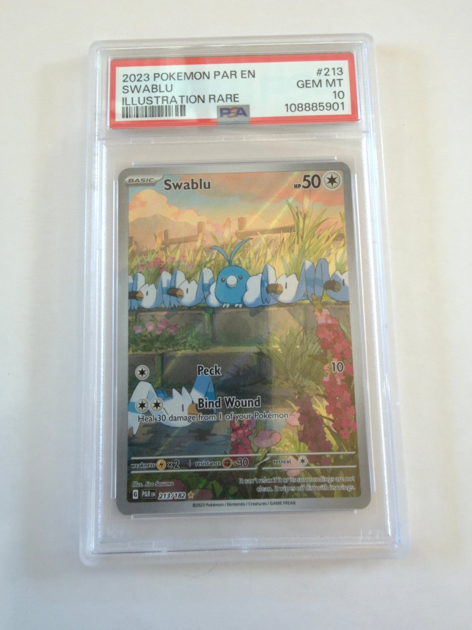 🕊️ 2023 Pokémon PAR – Swablu IR 213 PSA 10 - HazzCardShop
