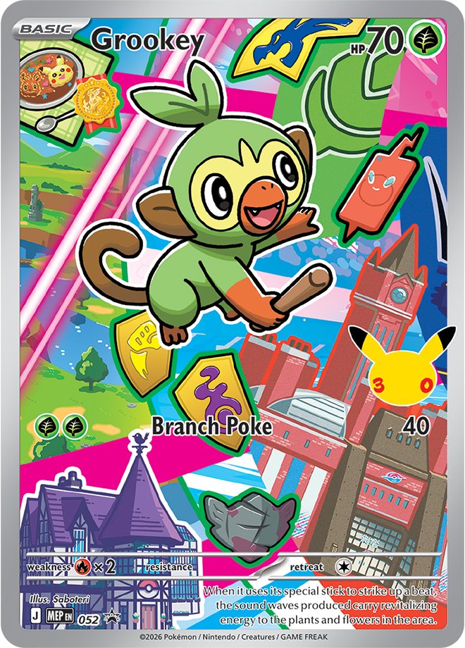 Grookey 52 MEP 30th Anniversary Pokémon promo card