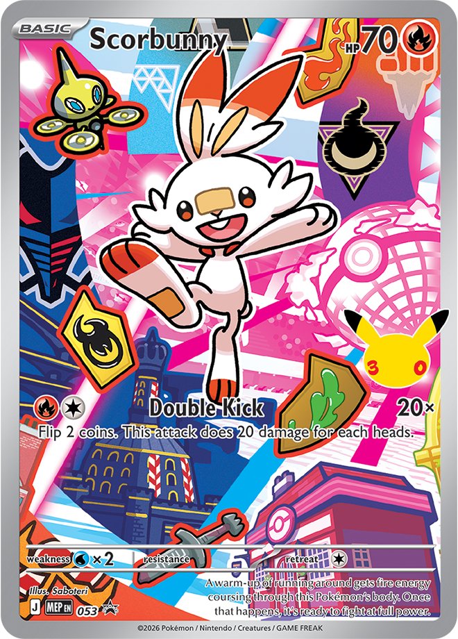Scorbunny 53 MEP 30th Anniversary Pokémon promo card