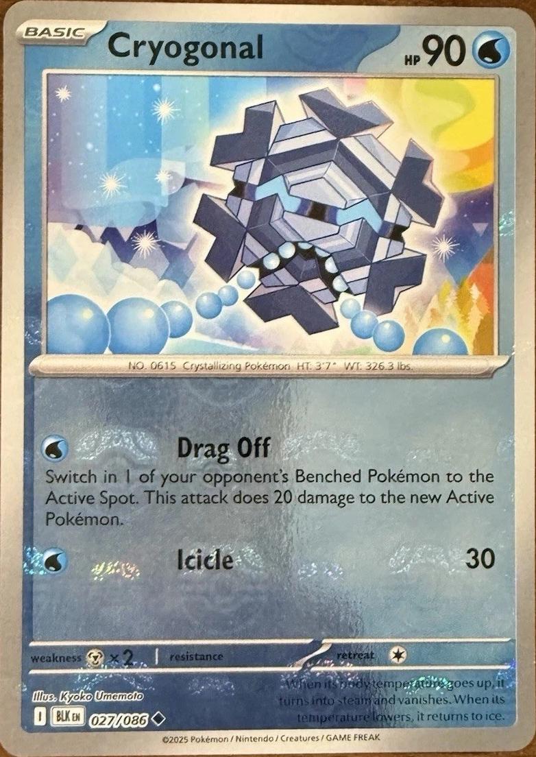 Cryogonal 027/086 Master Ball Reverse Holo – Black Bolt Pokémon card