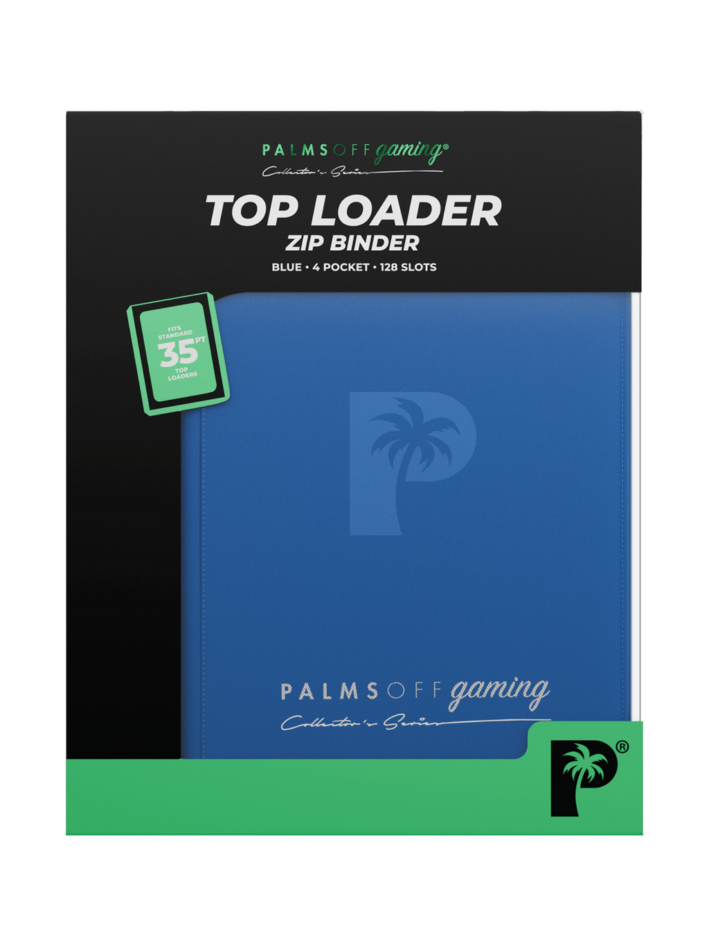 Palms Off Gaming Collector's Series 4 Pocket Top Loader Zip Binder - Blue - HazzCardShop