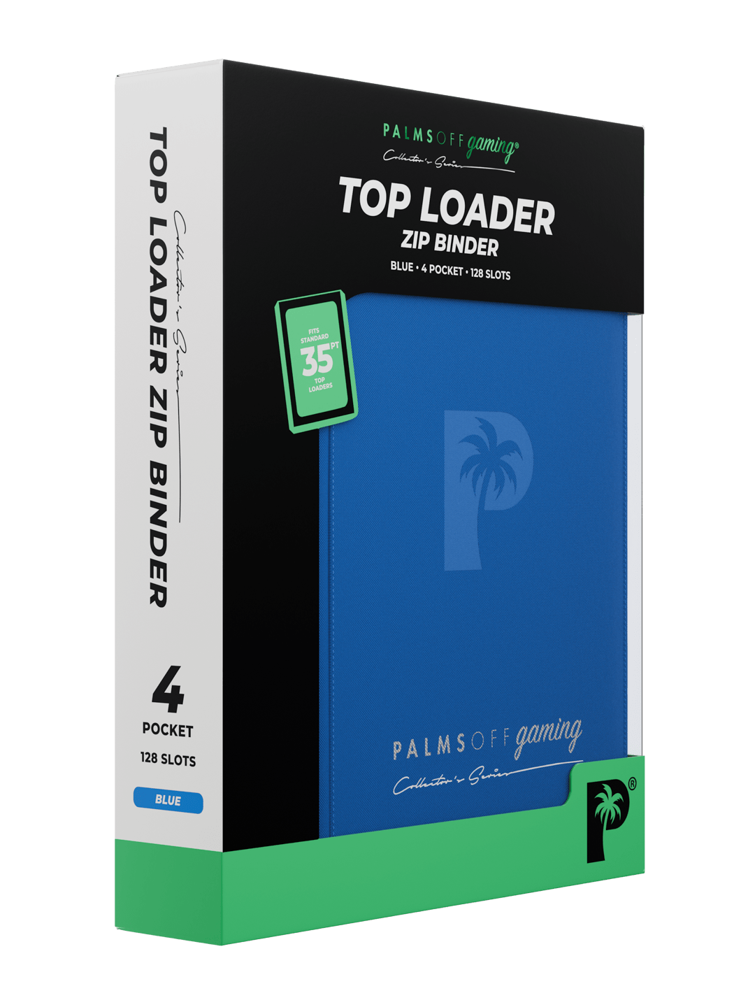 Palms Off Gaming Collector's Series 4 Pocket Top Loader Zip Binder - Blue - HazzCardShop