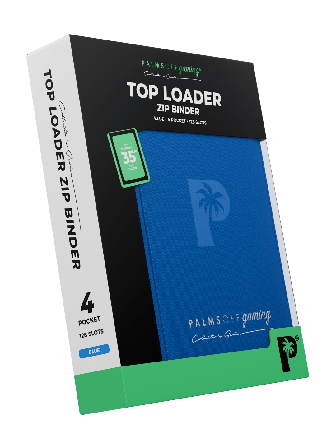 Palms Off Gaming Collector's Series 4 Pocket Top Loader Zip Binder - Blue - HazzCardShop